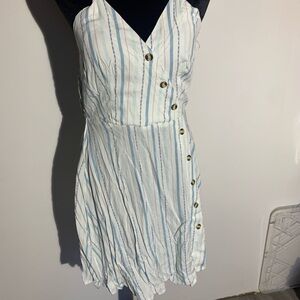 White Sleeveless Buttoned Mini Sundress